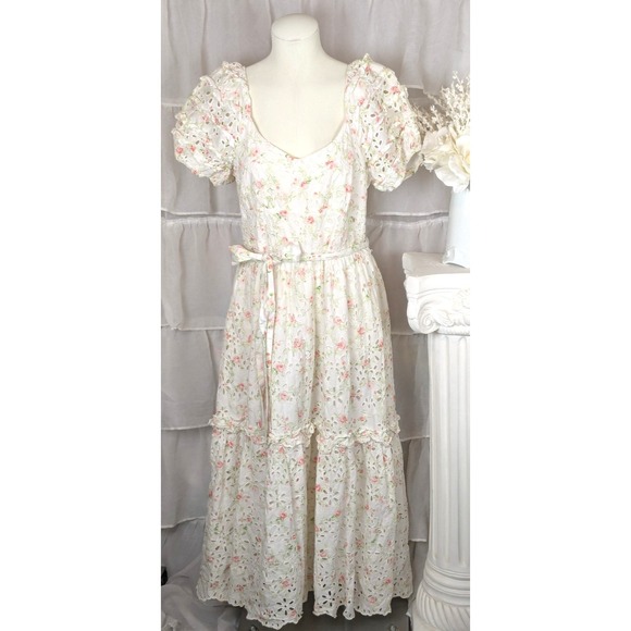 LoveShackFancy x Target Clementine Eyelet Romantic Cottagecore Midi Dress 12 - Picture 5 of 14